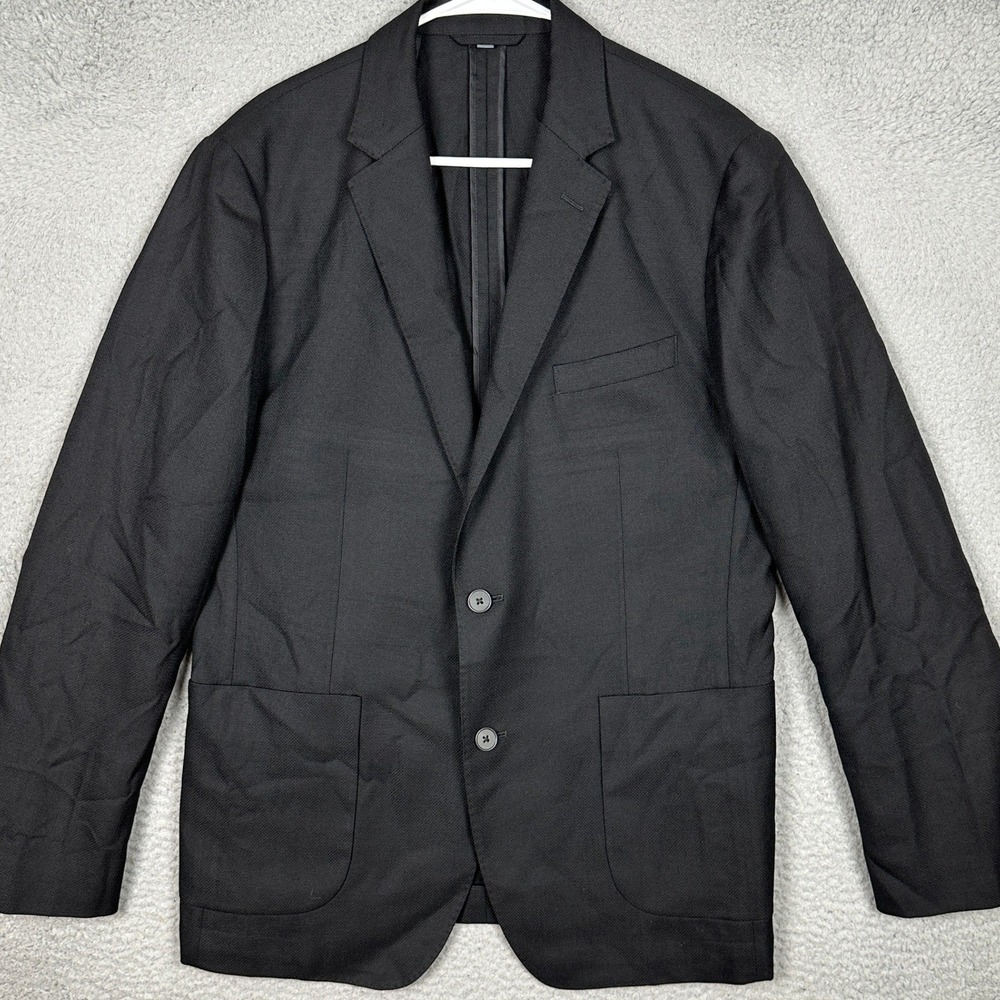 Bonobos Wool Blazer Mens 40R Standard Fit Black Vitale Barberis Canonico Coat